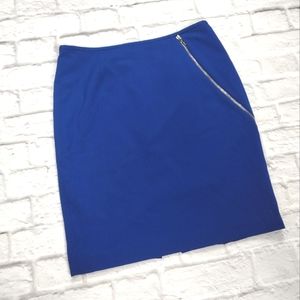 Classic Royal Blue Pencil Skirt with Zip Detail